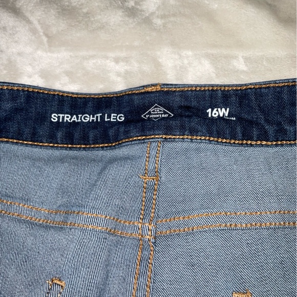 St. John's Bay Dark Blue Straight Leg Jeans 16W - Picture 3 of 6